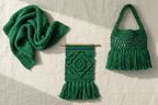 End Product Collage - Emerald Green Yarn