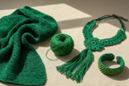 End Product Collage – Green Sari Silk Yarn