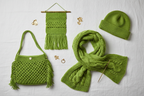 End Product Collage - Lime Green Sari Silk Yarn