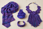 End Product Collage – Purple Blue Sari Silk Yarn