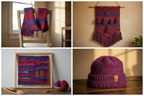 End Product Collage – Red & Blue Yarn
