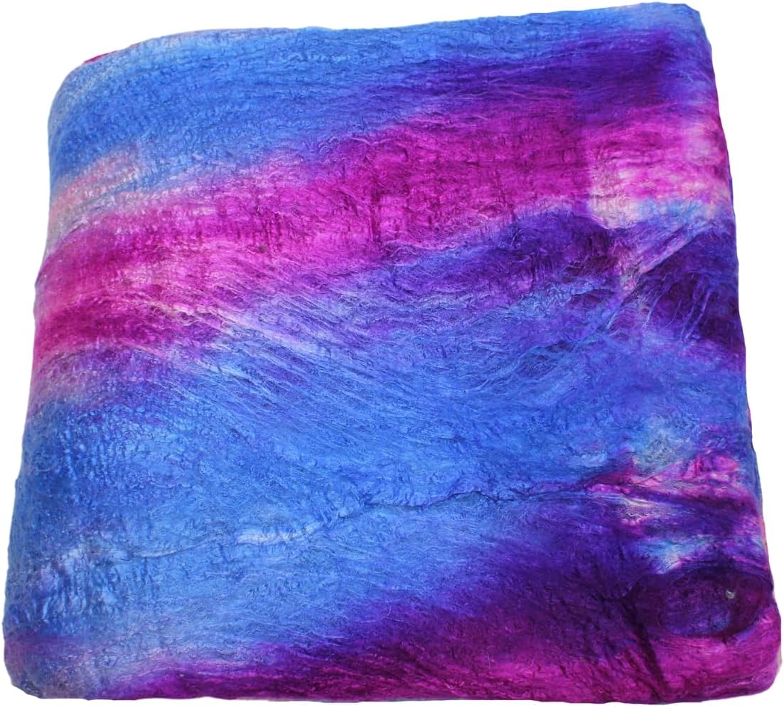 Knitsilk A-Grade Mulberry Silk Fiber 200g – Hand-Dyed - Blue and Dark Pink