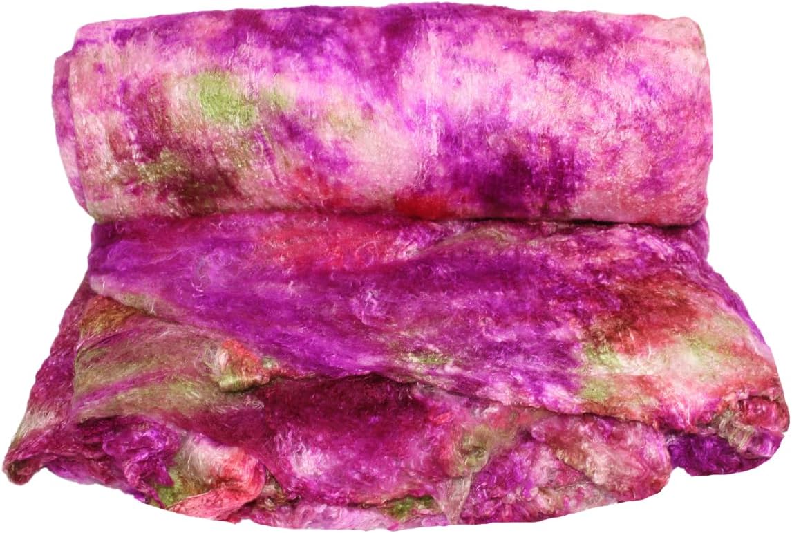 Knitsilk A-Grade Mulberry Silk Fiber 200g – Hand-Dyed - Pink and Green