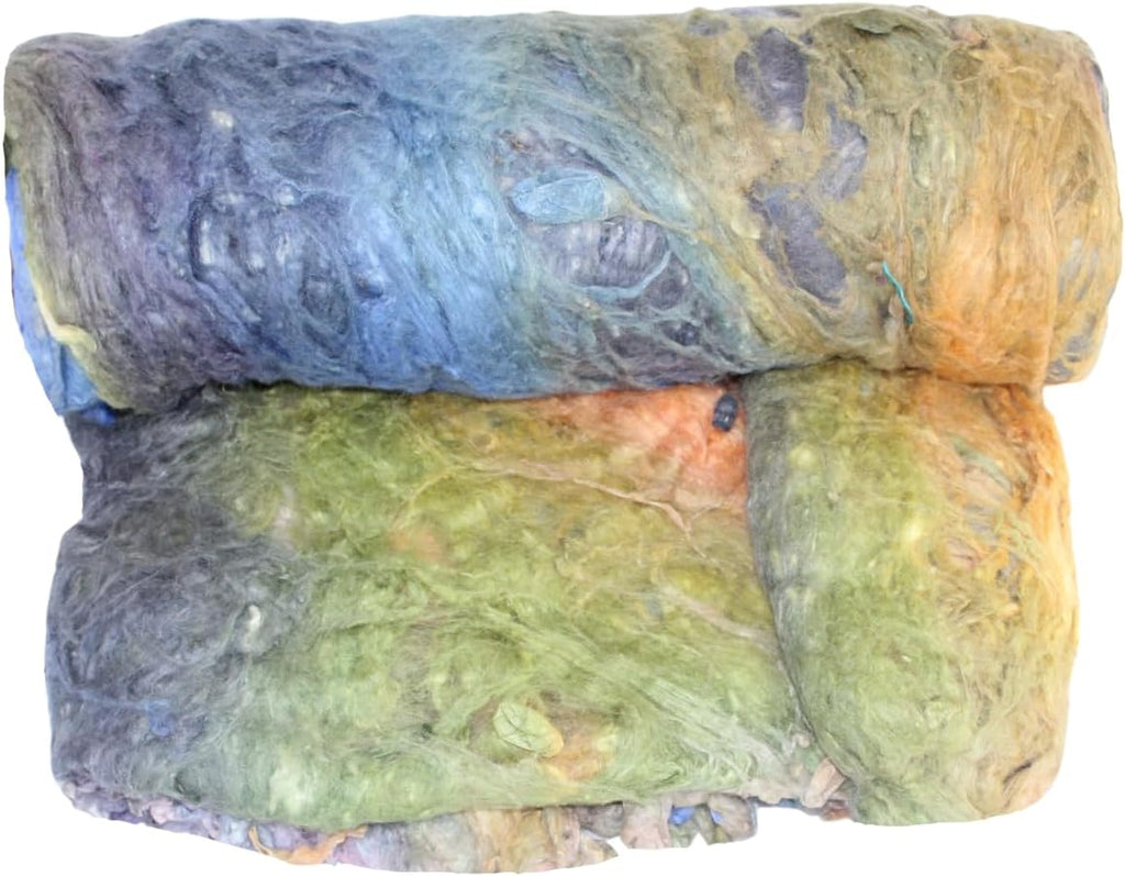 Knitsilk A-Grade Mulberry Silk Fiber 200g – Hand-Dyed -  Blue and Orange