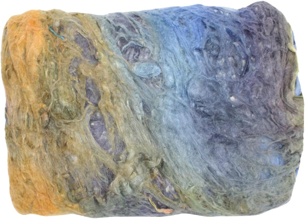 Knitsilk A-Grade Mulberry Silk Fiber 200g – Hand-Dyed -  Blue and Orange