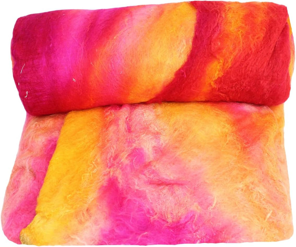 Knitsilk A-Grade Mulberry Silk Fiber 200g – Hand-Dyed - Yellow and Pink