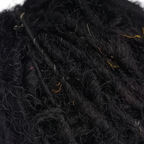 Close-up macro texture of black recycled sari silk yarn fibers