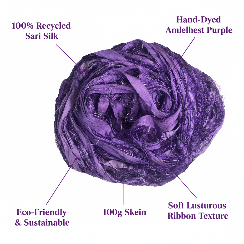 Infographic – Amethyst Purple Sari Silk Yarn