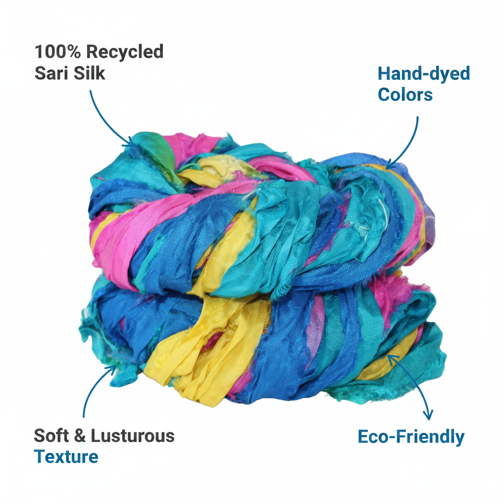 Infographic – Blue Teal Sari Silk Yarn
