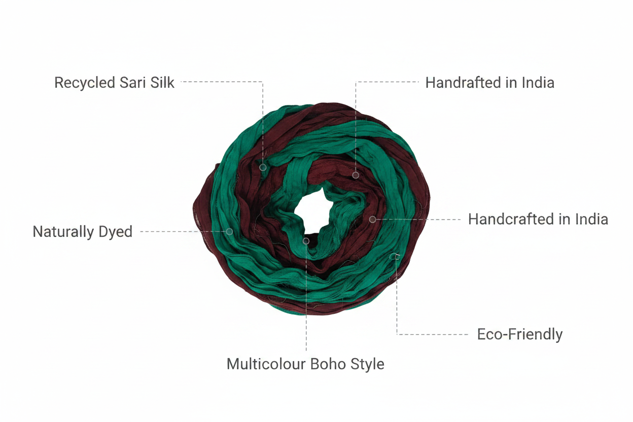 Infographic – Brown & Green Sari Silk Scarf