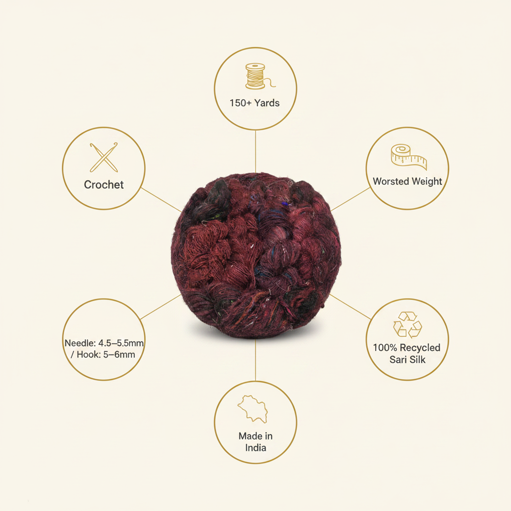 Infographic – Burgundy Sari Silk Yarn