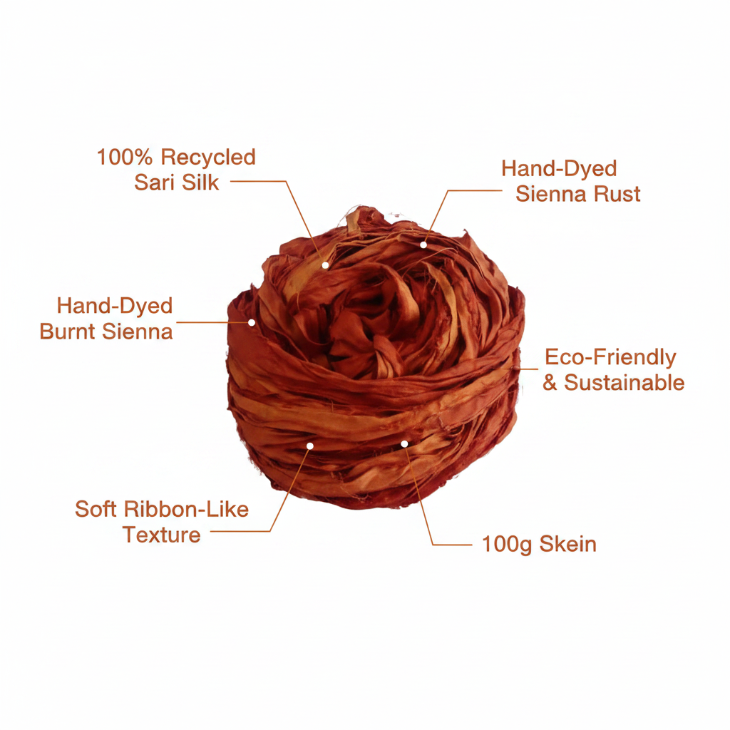 Infographic – Burnt Sienna Rust Sari Silk Yarn