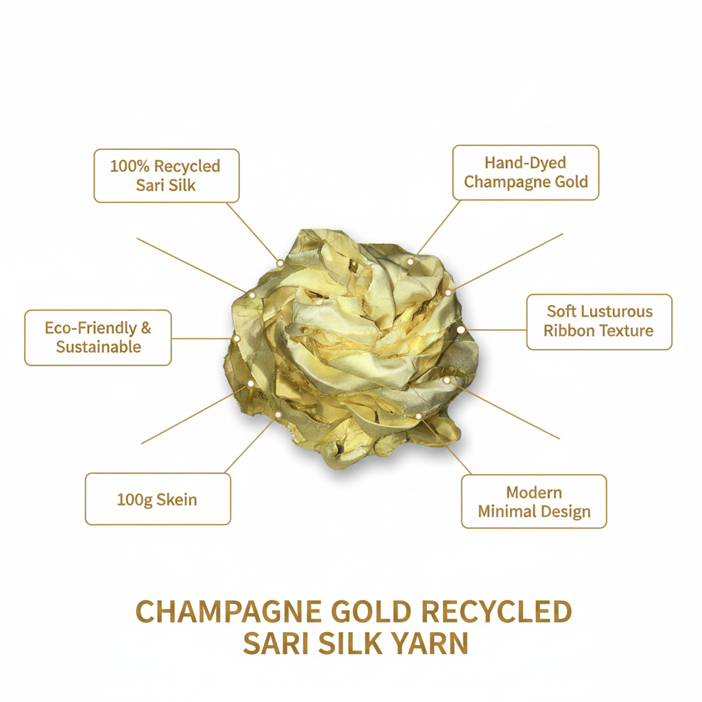 Infographic – Champagne Gold Sari Silk Yarn