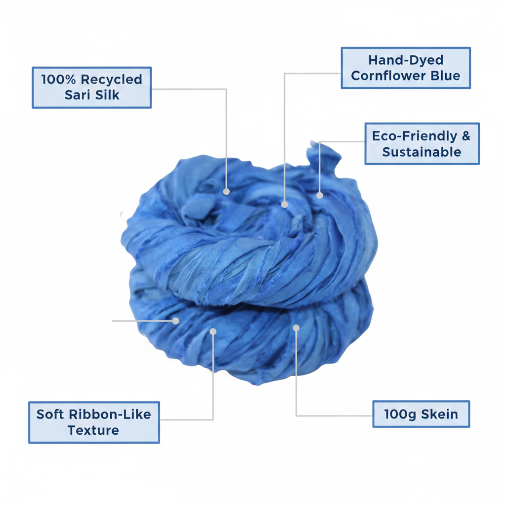 Infographic – Cornflower Blue Sari Silk Yarn