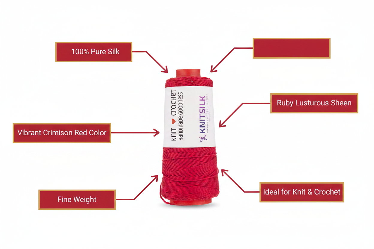 Infographic – Crimson Red Silk Yarn