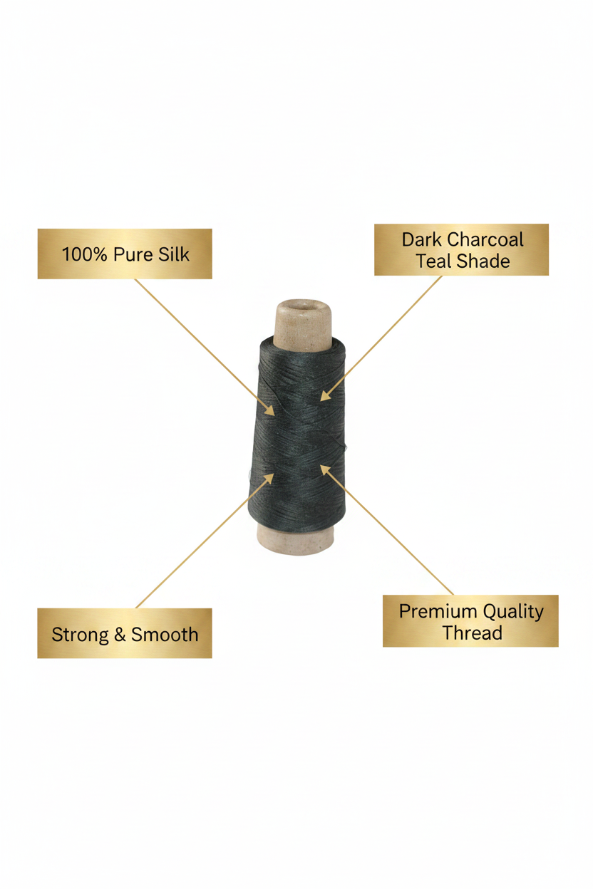 Infographic – Dark Charcoal Teal Silk Thread Features