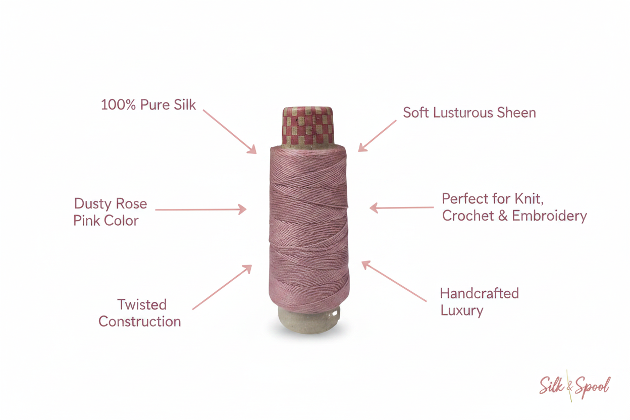 Infographic – Dusty Rose Pink Silk Yarn