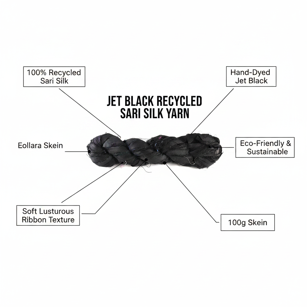 Infographic – Jet Black Sari Silk Yarn