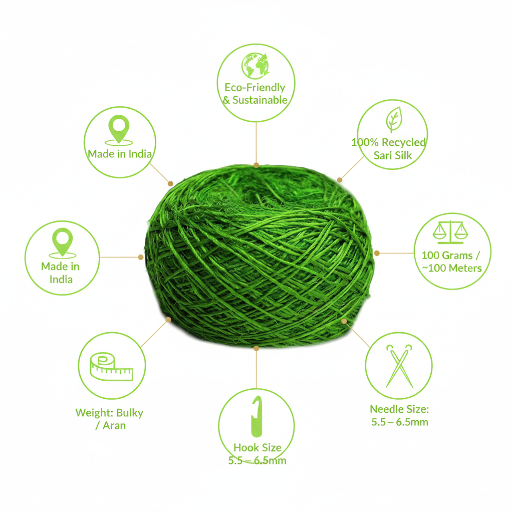 Infographic - Lime Green Sari Silk Yarn