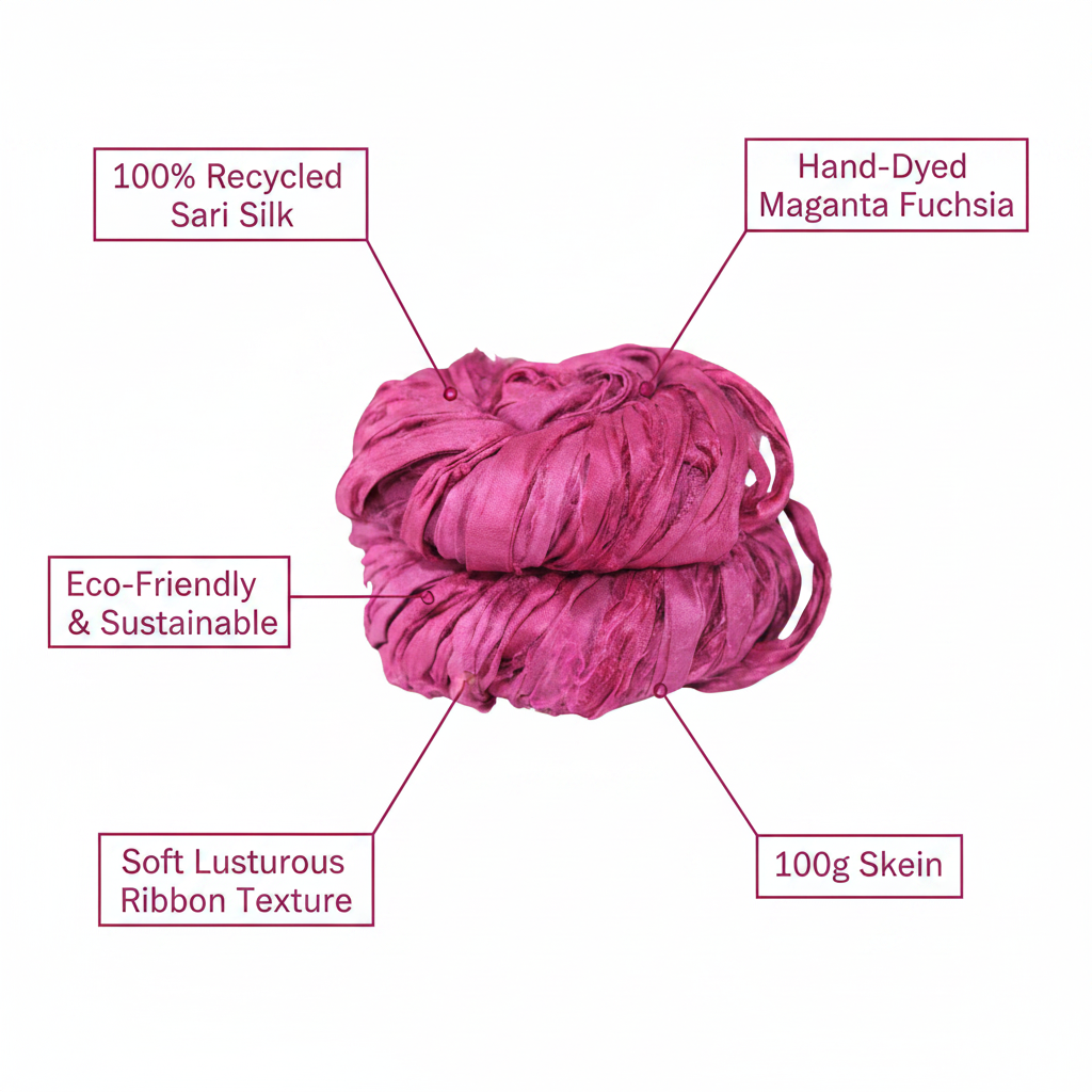 Infographic – Magenta Fuchsia Sari Silk Yarn