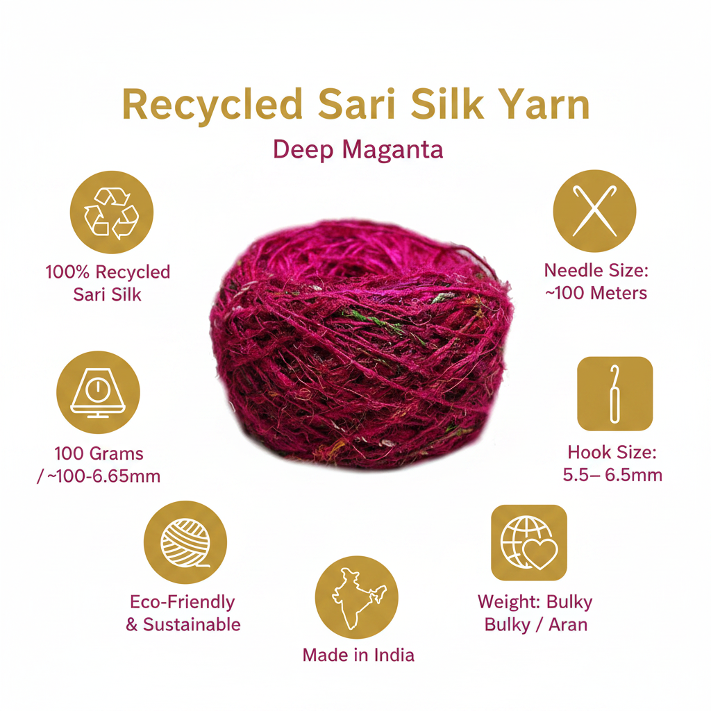 Infographic - Magenta Hot Pink Sari Silk Yarn
