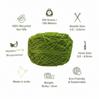 Infographic - Olive Moss Green Sari Silk Yarn