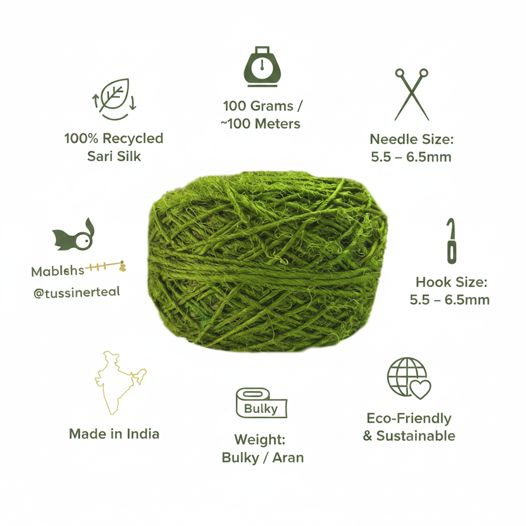Infographic - Olive Moss Green Sari Silk Yarn