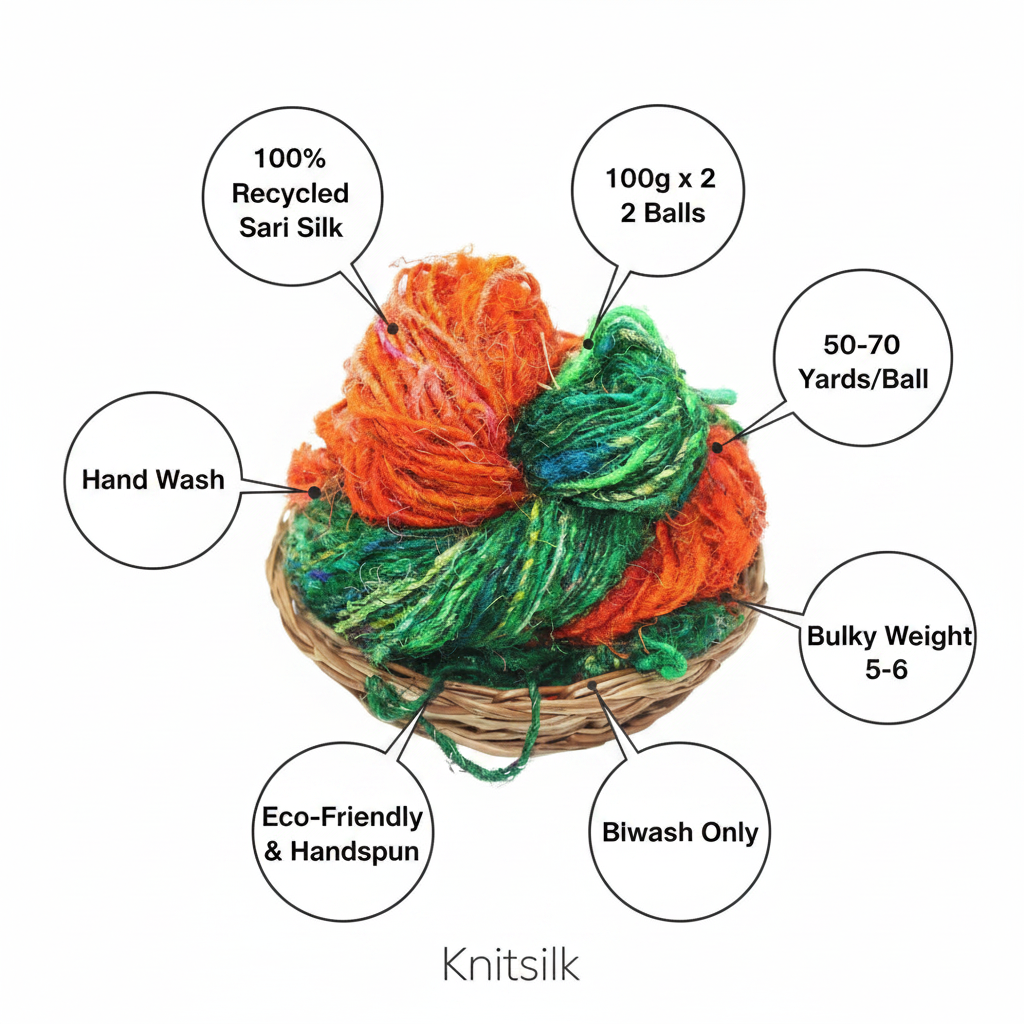 Infographic – Orange & Green Sari Silk Yarn