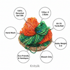 Infographic – Orange & Green Sari Silk Yarn