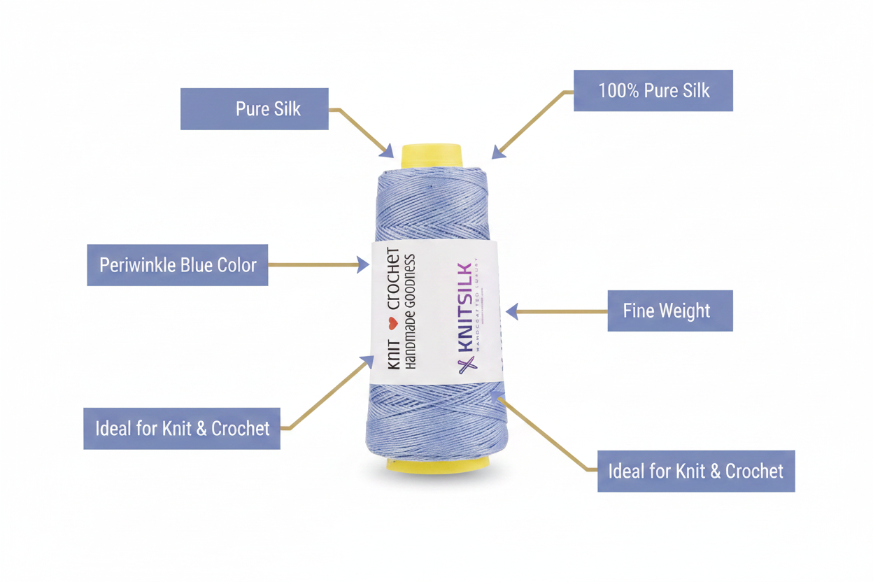 Infographic – Periwinkle Blue Silk Yarn