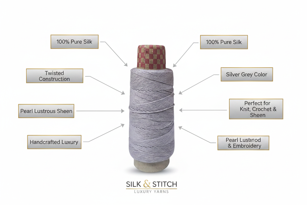 Infographic – Silver Grey Silk Yarn