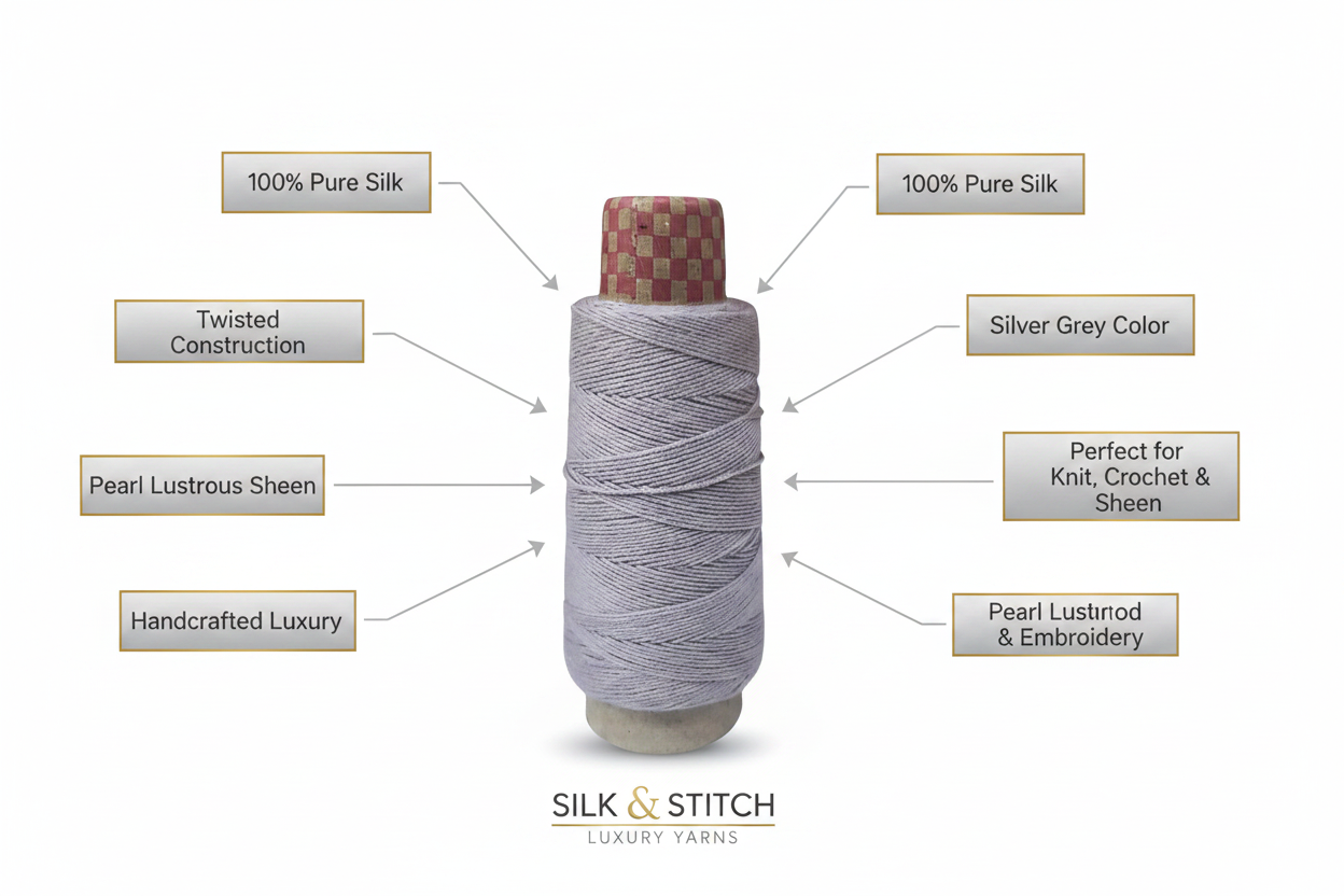 Infographic – Silver Grey Silk Yarn