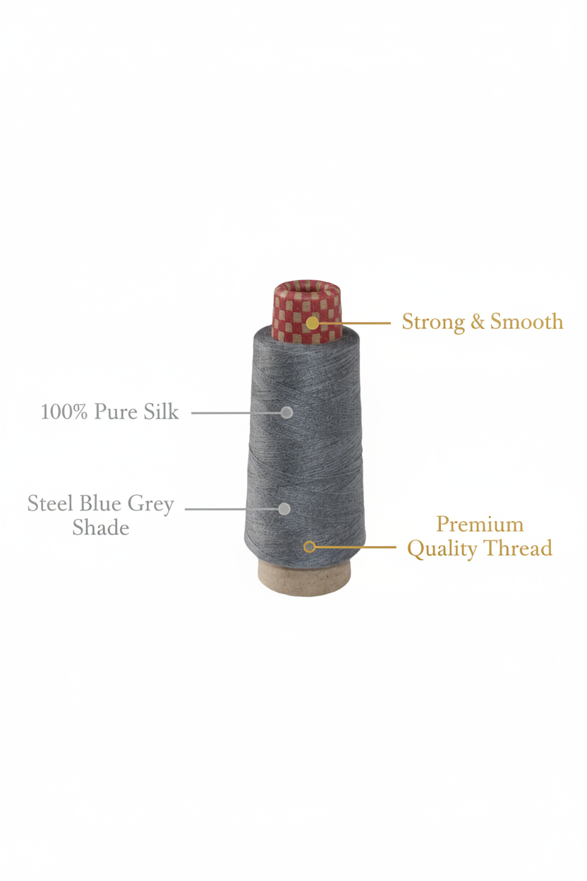 Infographic – Steel Blue Grey Silk Thread Features