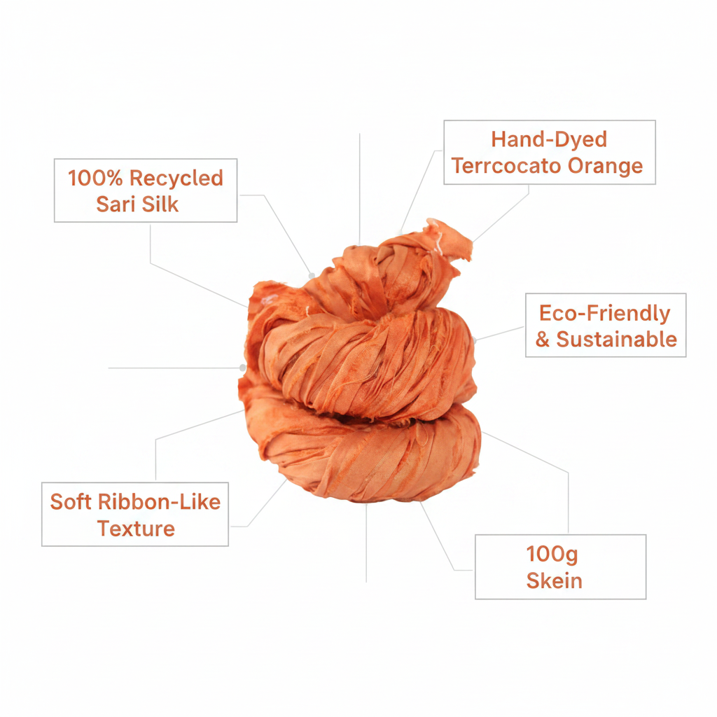Infographic – Terracotta Orange Sari Silk Yarn