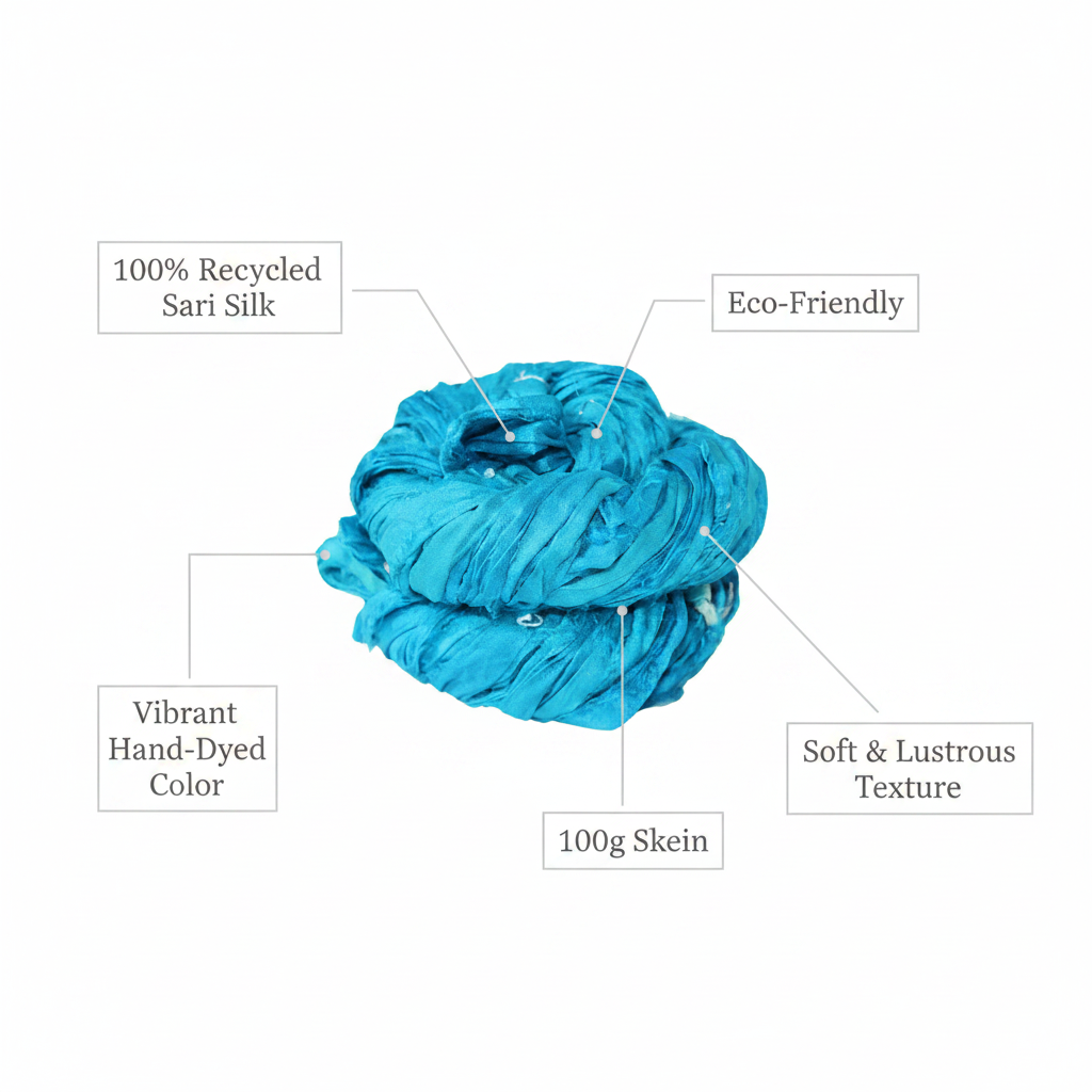 Infographic – Turquoise Sari Silk Yarn