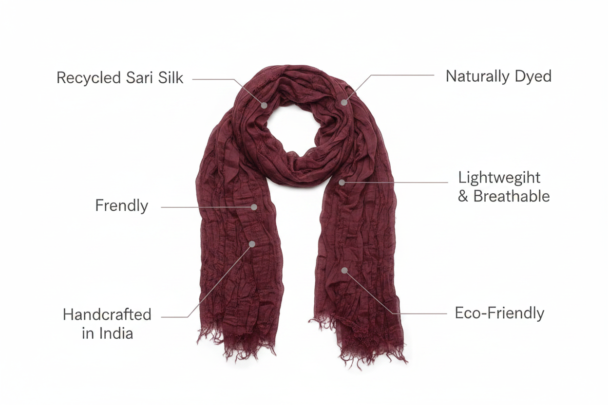 Infographic – Wine Sari Silk Scarf