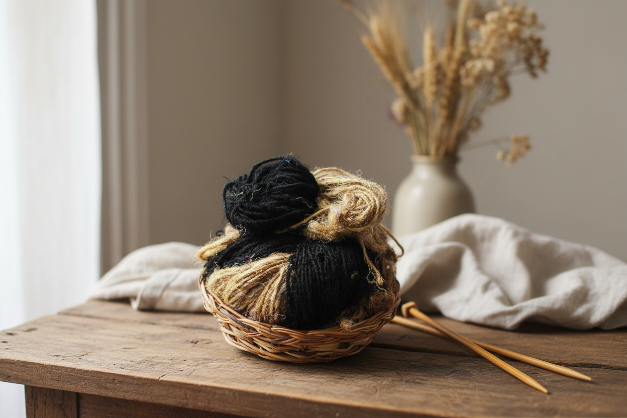 Lifestyle – Black & Beige Sari Silk Yarn