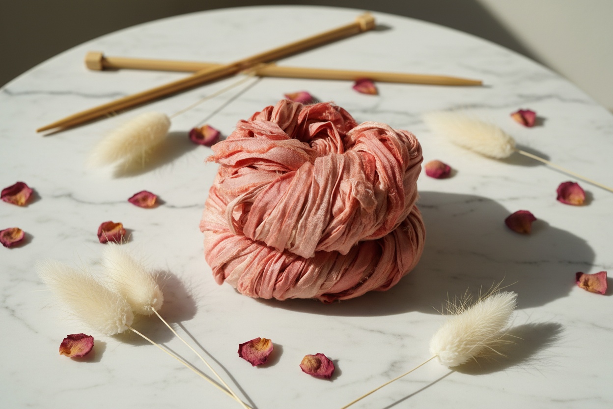 Lifestyle – Blush Rose Sari Silk Yarn