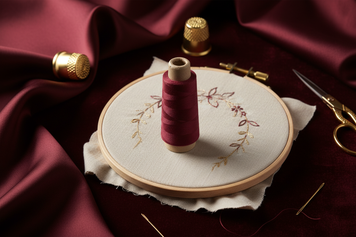 Lifestyle – Burgundy Silk Thread Spool