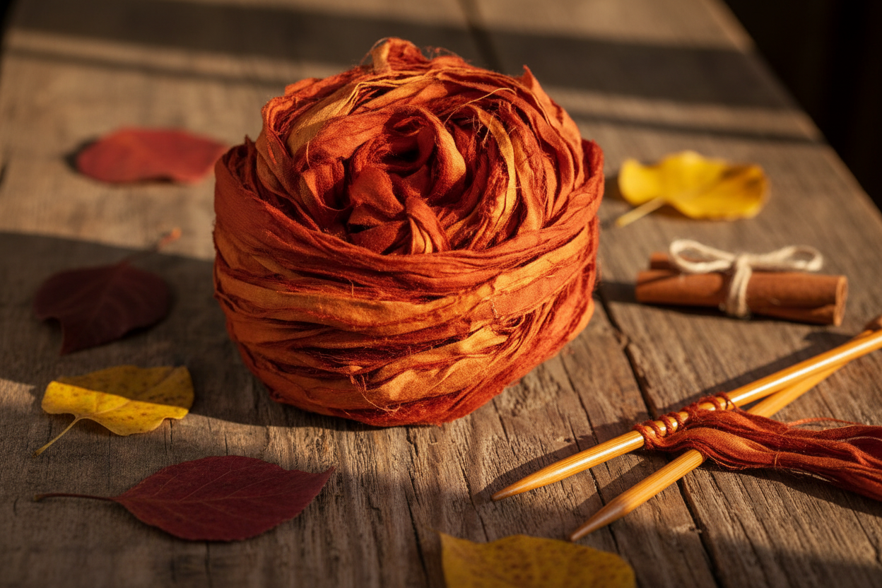 Lifestyle – Burnt Sienna Rust Sari Silk Yarn