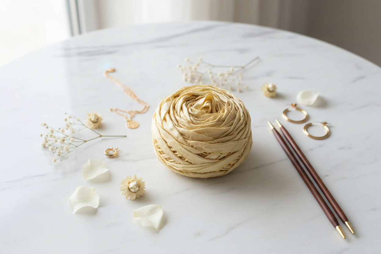 Lifestyle – Champagne Gold Sari Silk Yarn