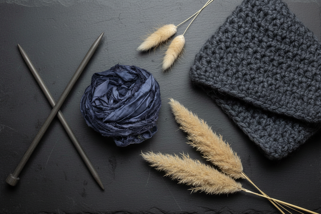 Lifestyle – Charcoal Grey Sari Silk Yarn