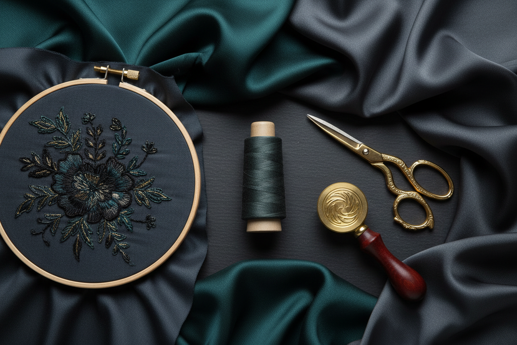 Lifestyle – Dark Charcoal Teal Silk Thread Spool