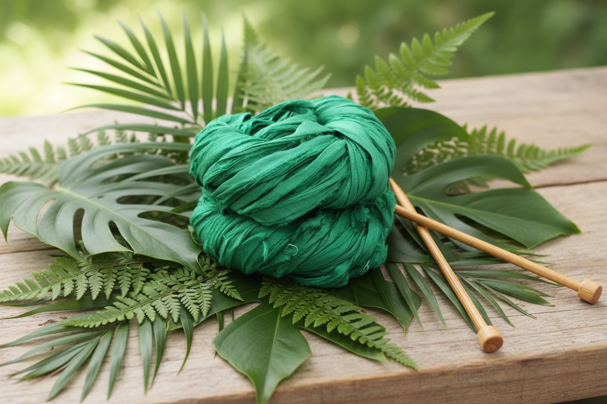 Lifestyle – Emerald Green Sari Silk Yarn