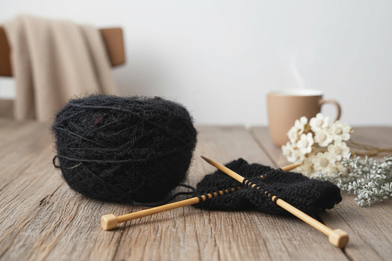 Lifestyle - Jet Black Sari Silk Yarn