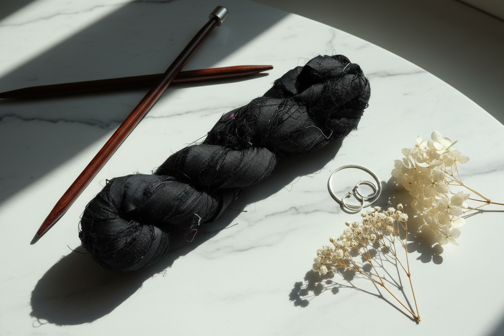 Lifestyle – Jet Black Sari Silk Yarn