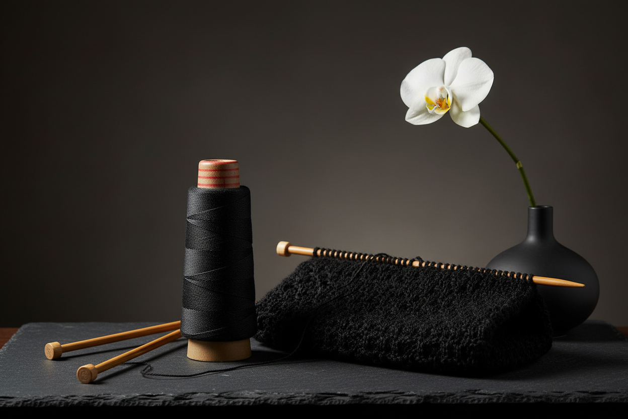 Lifestyle – Jet Black Silk Yarn