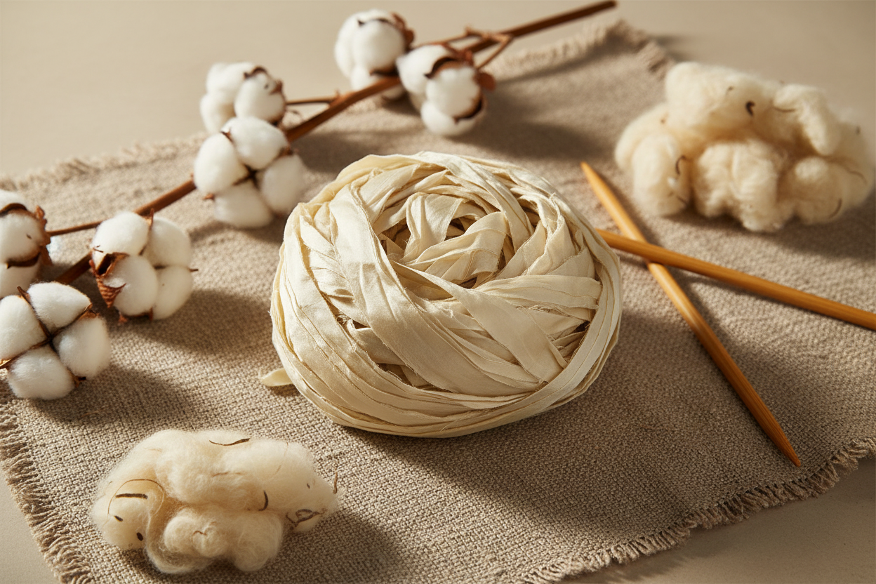 Lifestyle – Natural Cream Sari Silk Yarn