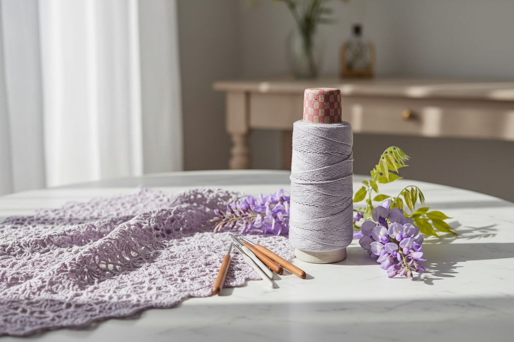 Lifestyle – Pale Lilac Grey Silk Yarn