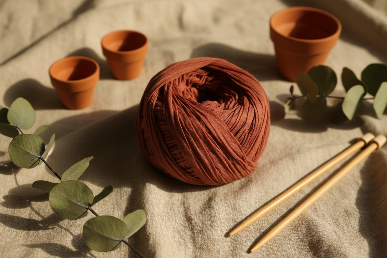 Lifestyle – Rusty Clay Brown Sari Silk Yarn